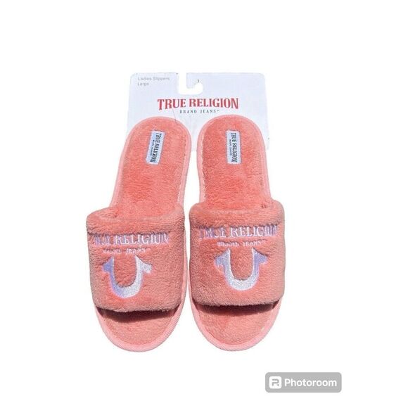 true religion indoor pink slippers Ladies Large Open Toe comfortable cushioned. - Picture 1 of 5